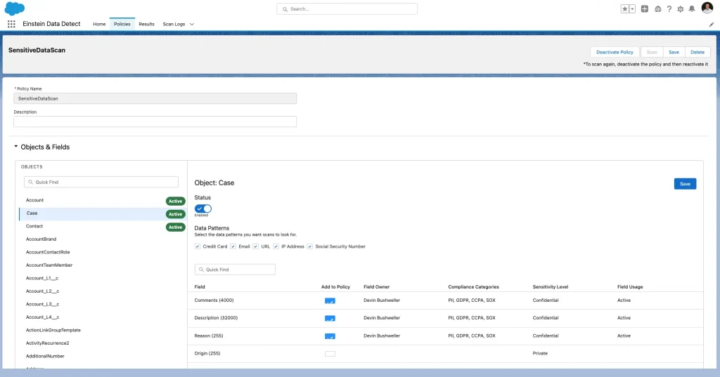 What Is Salesforce Shield and How Does It Work? 9 Set which fields we would like to scan page