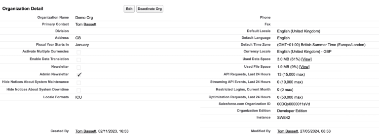 Salesforce Spring ’26 Release: Updates & Preparation Guide 3 organization detail