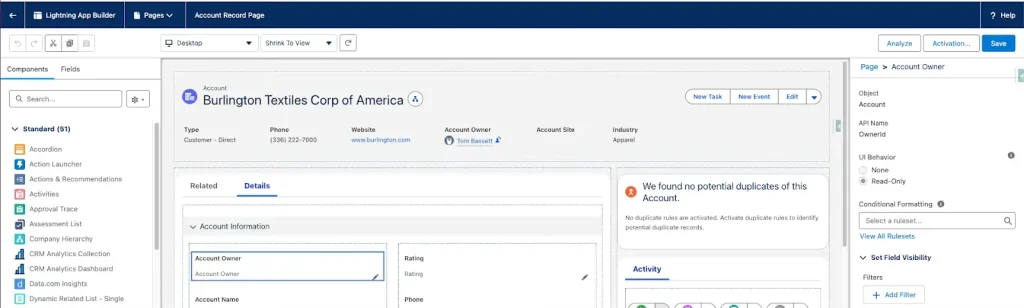 What Is Customize Application Permission in Salesforce? Guide 2 Lightning App Builder source Salesforce Developer Org