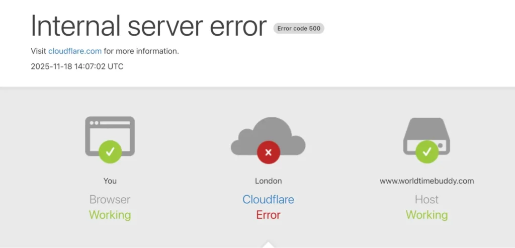 Cloudflare Outage: Why ChatGPT, X & AWS Went Down Today 2 internal server error