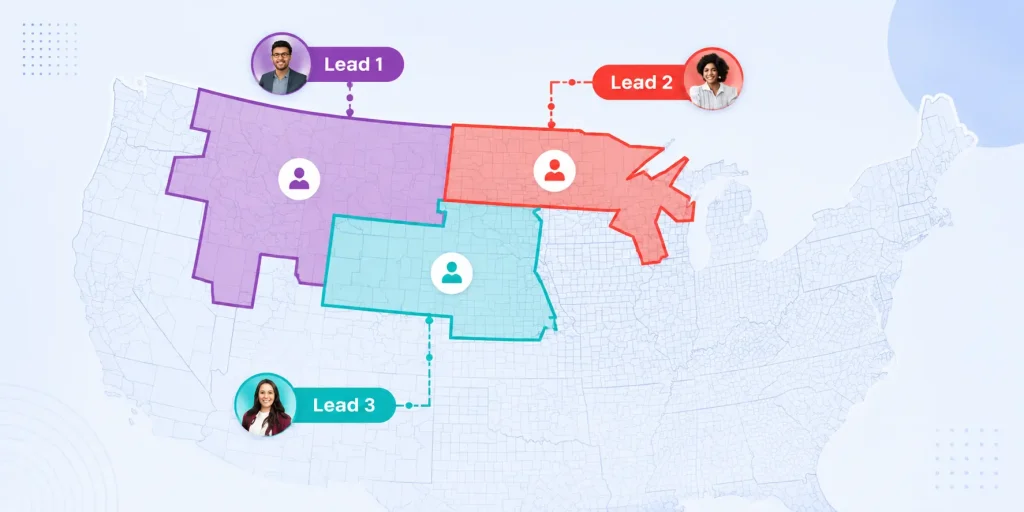 14 Ways Salesforce Mapping and Routing Can Improve Business Performance 5 Sales territory assignment map illustration