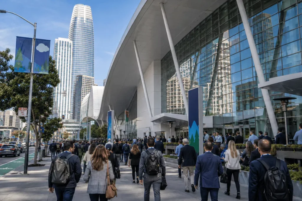 Dreamforce 2026 Guide: Dates, Pricing, Registration, Hotels & Dreamfest 1 Conference Crowd at Modern Convention Center