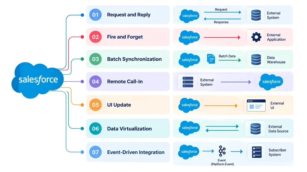 Salesforce Integration Patterns: 7 Essential Patterns Explained 2 Salesforce Integration Patterns Infographic